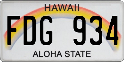HI license plate FDG934