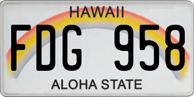 HI license plate FDG958