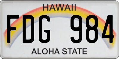 HI license plate FDG984