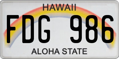 HI license plate FDG986