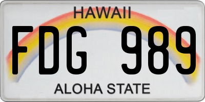 HI license plate FDG989