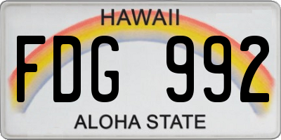 HI license plate FDG992
