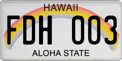 HI license plate FDH003