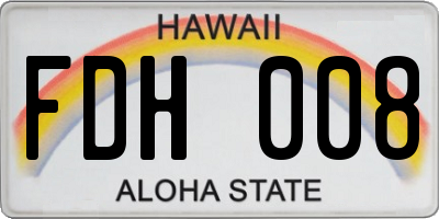 HI license plate FDH008