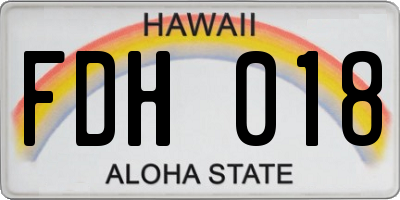 HI license plate FDH018