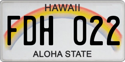 HI license plate FDH022
