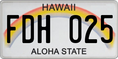 HI license plate FDH025