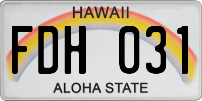 HI license plate FDH031
