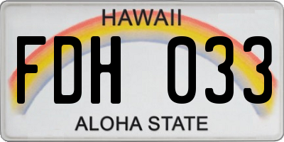 HI license plate FDH033