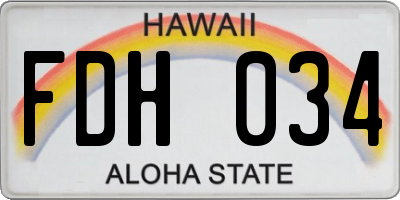 HI license plate FDH034