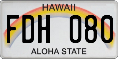 HI license plate FDH080