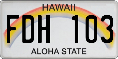 HI license plate FDH103