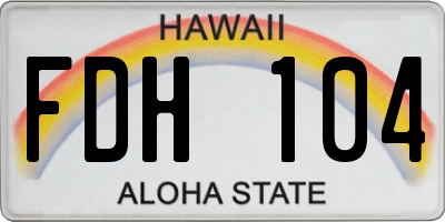 HI license plate FDH104