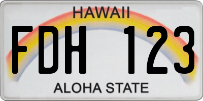 HI license plate FDH123