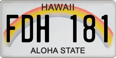 HI license plate FDH181