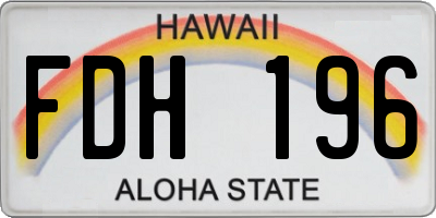 HI license plate FDH196