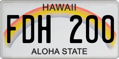 HI license plate FDH200