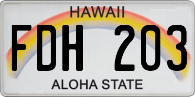 HI license plate FDH203