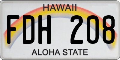 HI license plate FDH208