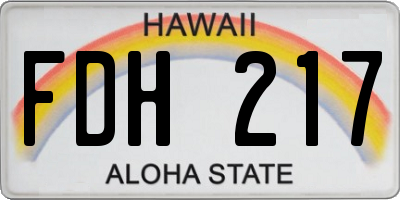 HI license plate FDH217