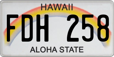 HI license plate FDH258