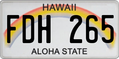 HI license plate FDH265