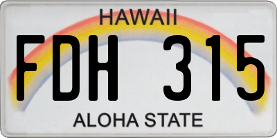 HI license plate FDH315