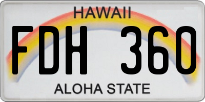 HI license plate FDH360