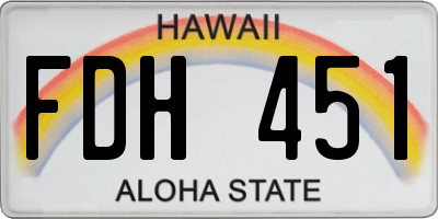 HI license plate FDH451