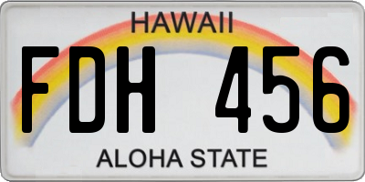 HI license plate FDH456