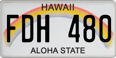 HI license plate FDH480