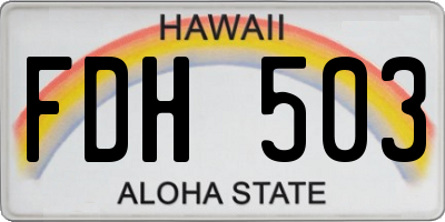 HI license plate FDH503