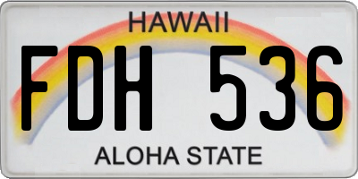HI license plate FDH536