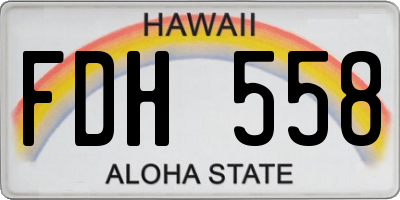 HI license plate FDH558