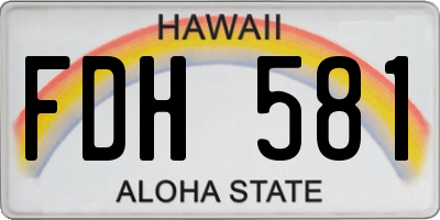 HI license plate FDH581