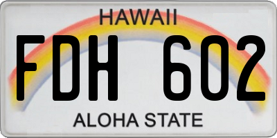 HI license plate FDH602