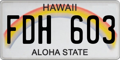 HI license plate FDH603