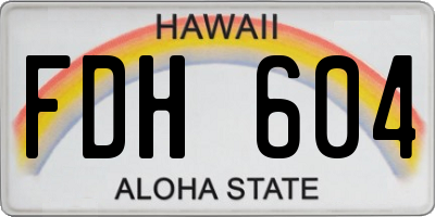 HI license plate FDH604