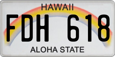 HI license plate FDH618