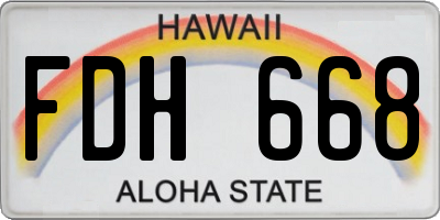 HI license plate FDH668