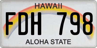 HI license plate FDH798