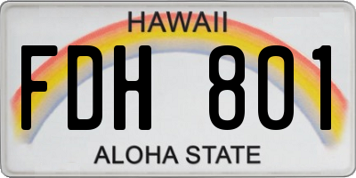 HI license plate FDH801