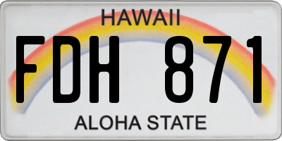 HI license plate FDH871