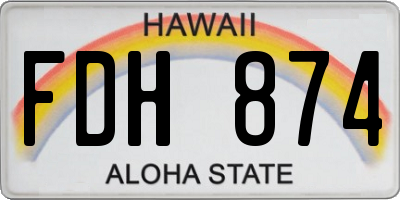 HI license plate FDH874