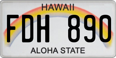 HI license plate FDH890