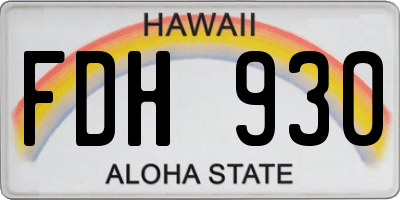 HI license plate FDH930