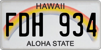 HI license plate FDH934