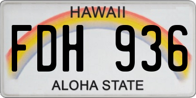 HI license plate FDH936