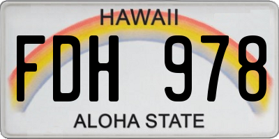 HI license plate FDH978