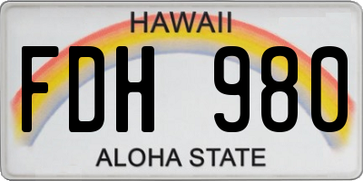 HI license plate FDH980